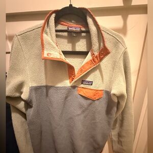 Patagonia Synchilla Size M Snap-T Teal and Orange Fleece Pullover